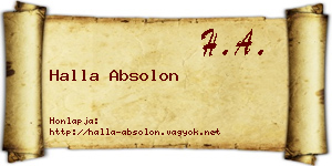 Halla Absolon névjegykártya